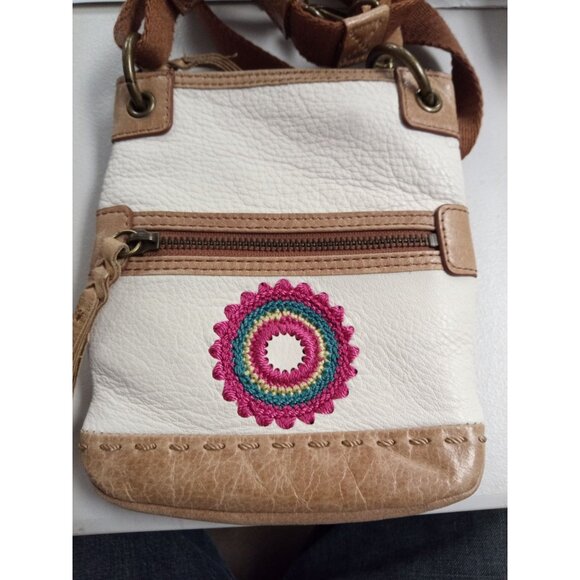 The Sak Women's Boho Leather Tan/Cream Crossbody BagBag/Purse - Picture 4 of 5